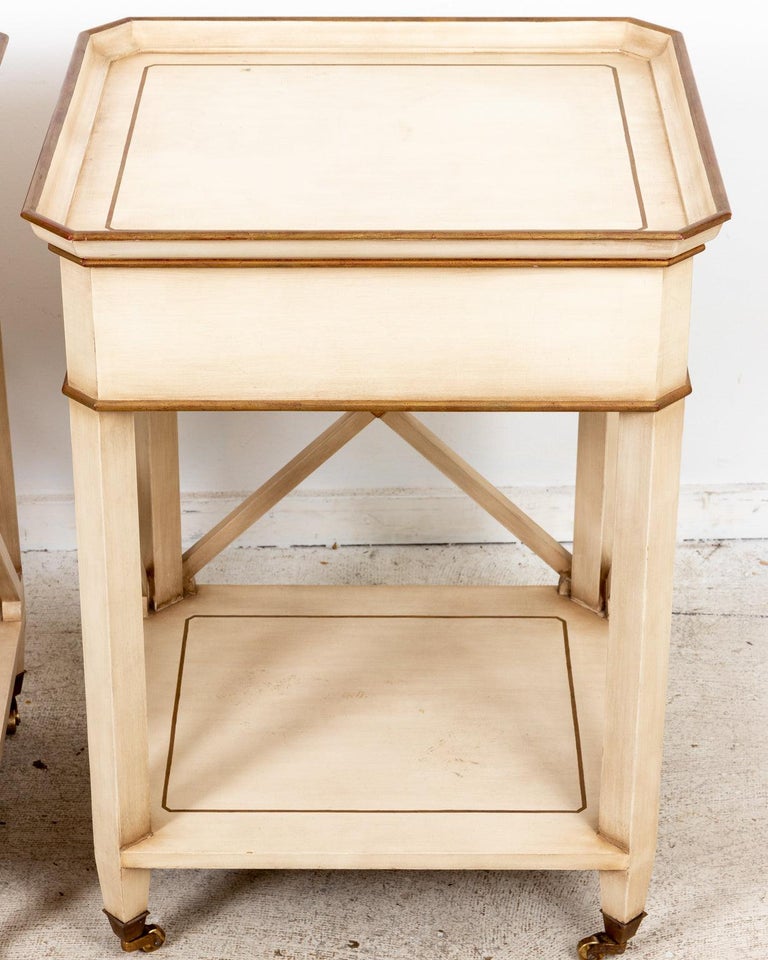 Pair of Side Tables on Casters For Sale at 1stDibs