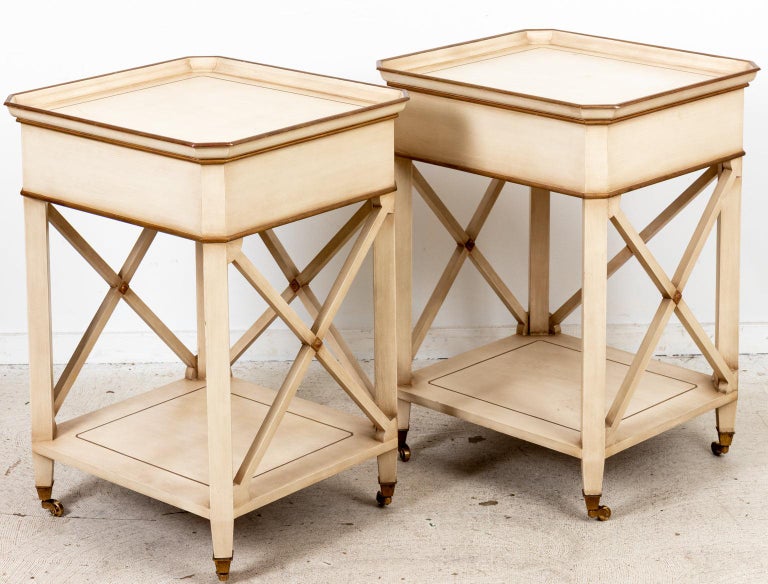 Pair of Side Tables on Casters For Sale at 1stDibs