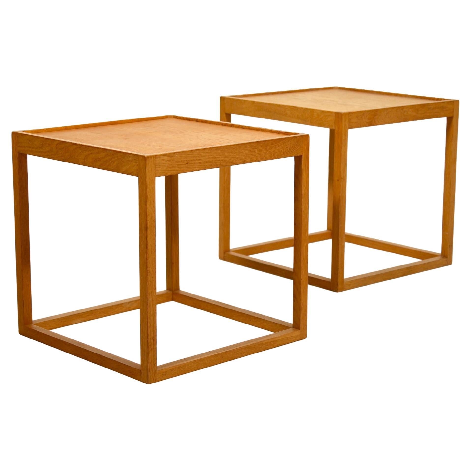 Pair of side tables or bed side tables in oak, designed by Kurt Østervig Denmark