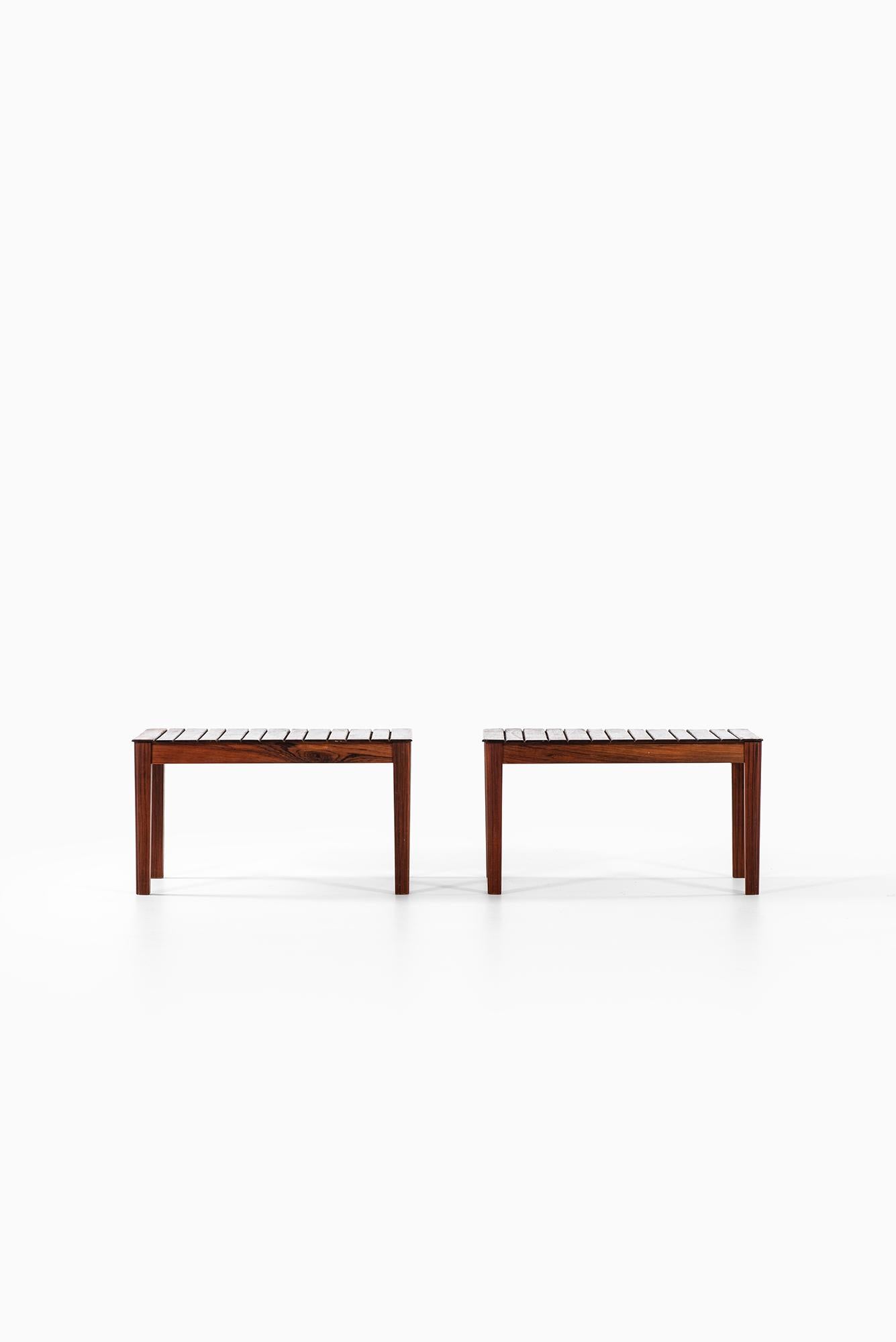 Scandinavian Modern Pair of Side Tables or Benches in Solid Rosewood by Alberts in Sweden For Sale