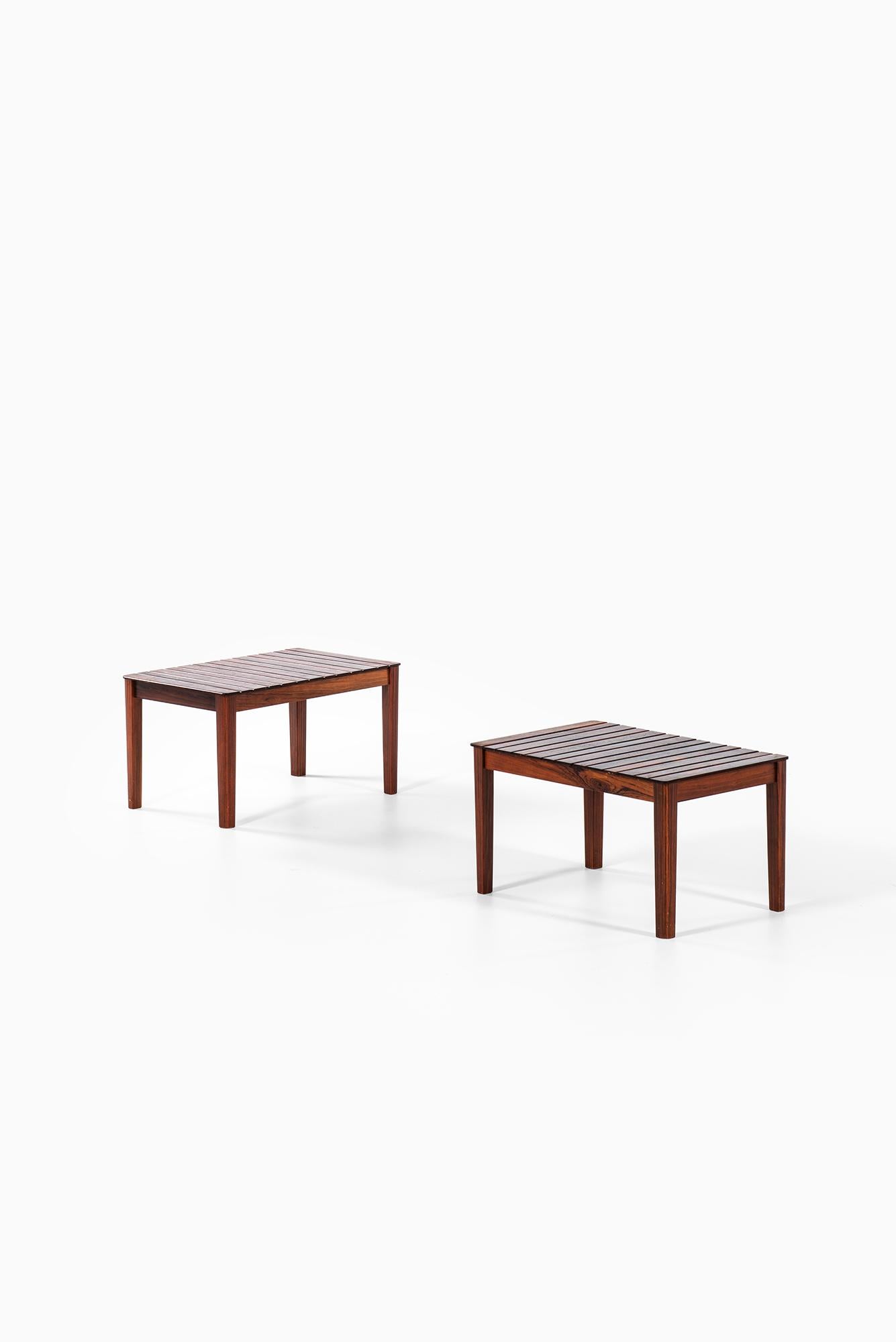 Mid-20th Century Pair of Side Tables or Benches in Solid Rosewood by Alberts in Sweden For Sale