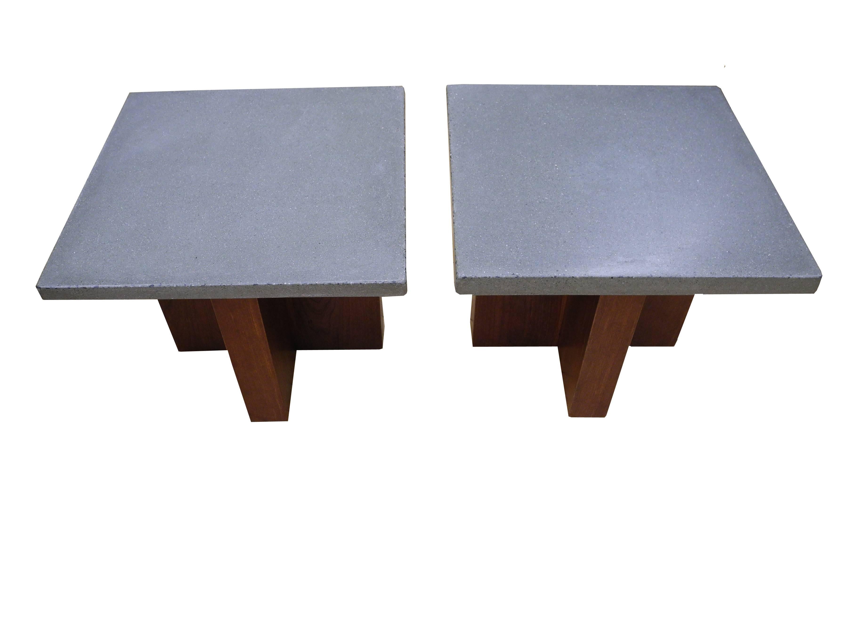 These tables are sold as a pair. Own the charm of two, one of a kind, handmade tables. Both are 16 inches tall but one top is slightly thicker (the height of the base was adjusted so they are both the same height). Made of solid cherry stained in