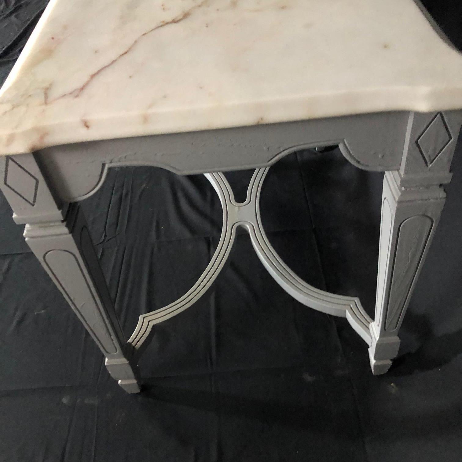Portuguese Pair of Side Tables or Nightstands with Beveled Carrera Top