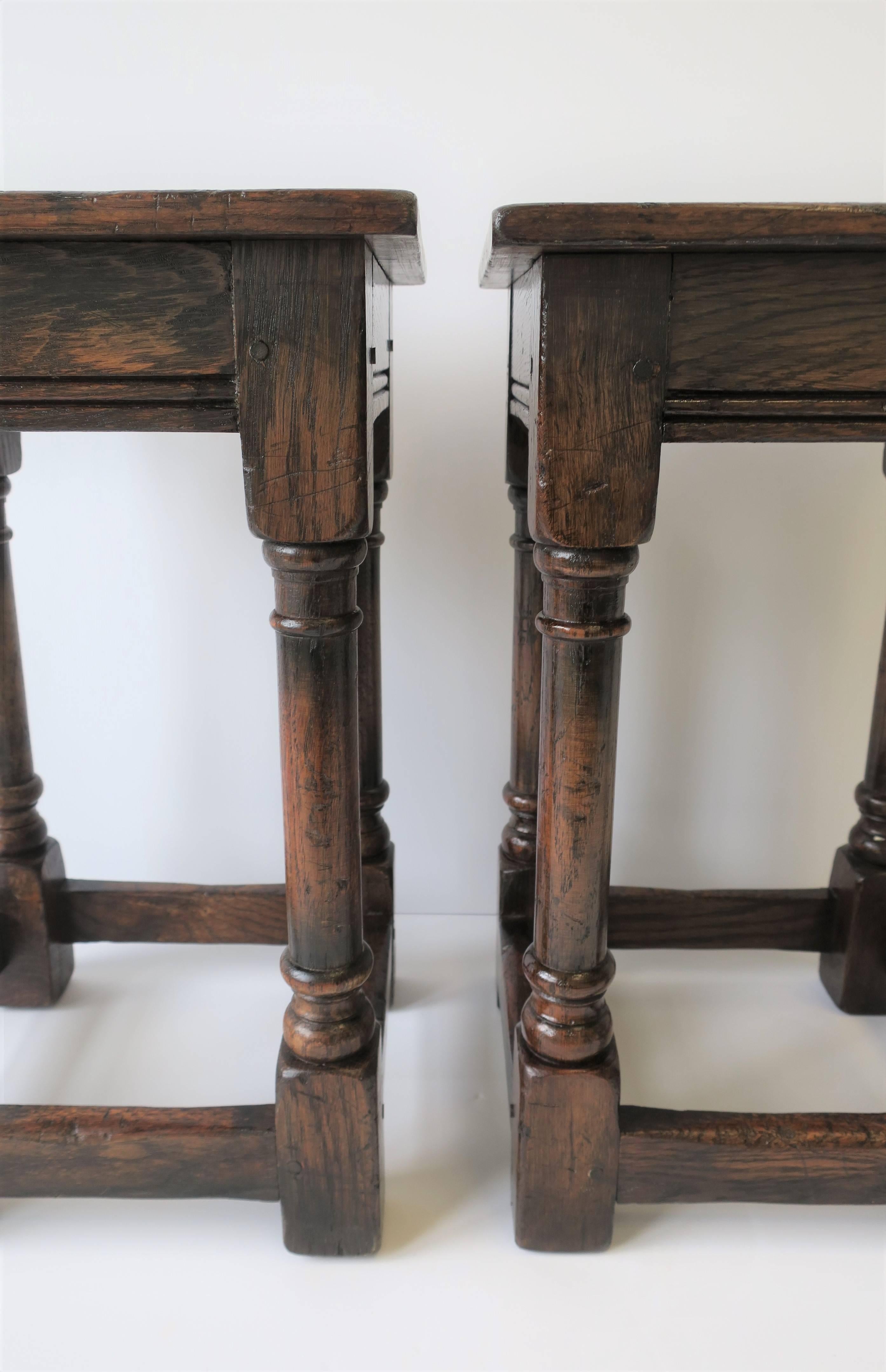 Jacobean Style Wood Side Tables or Stools 10