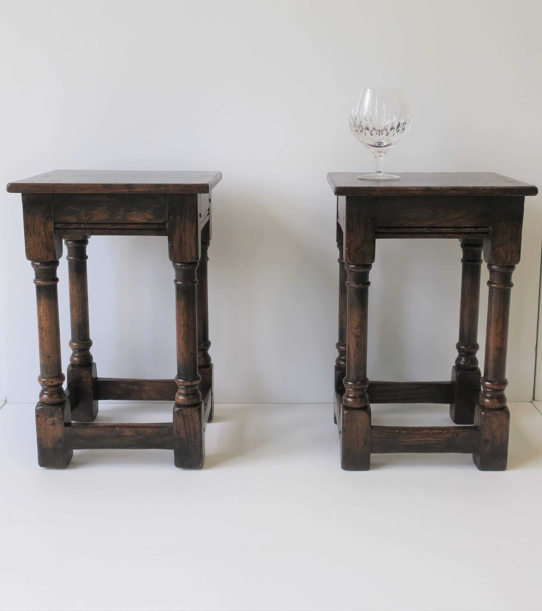 Jacobean Style Wood Side Tables or Stools 5