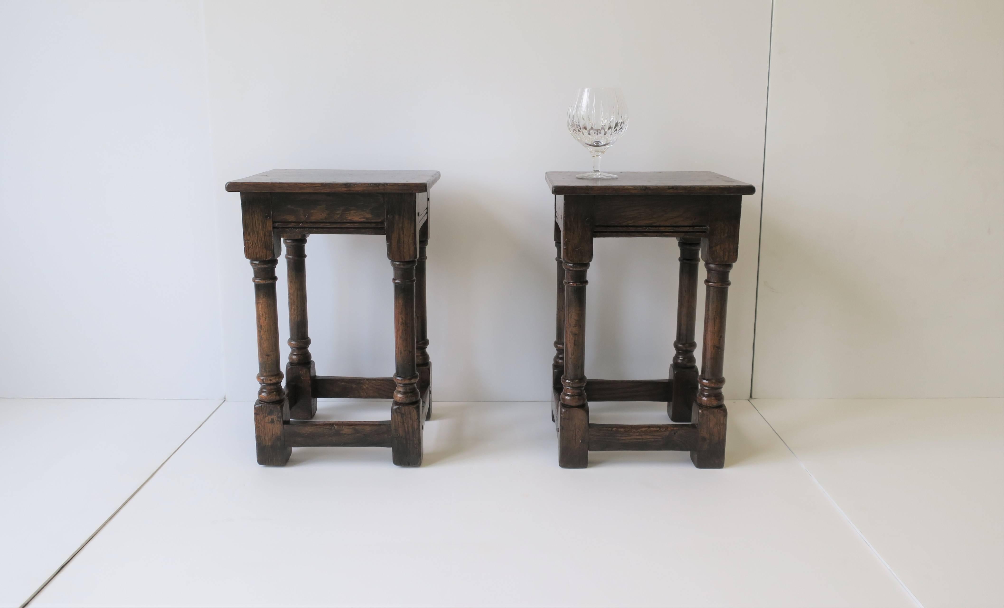 Jacobean Style Wood Side Tables or Stools 7