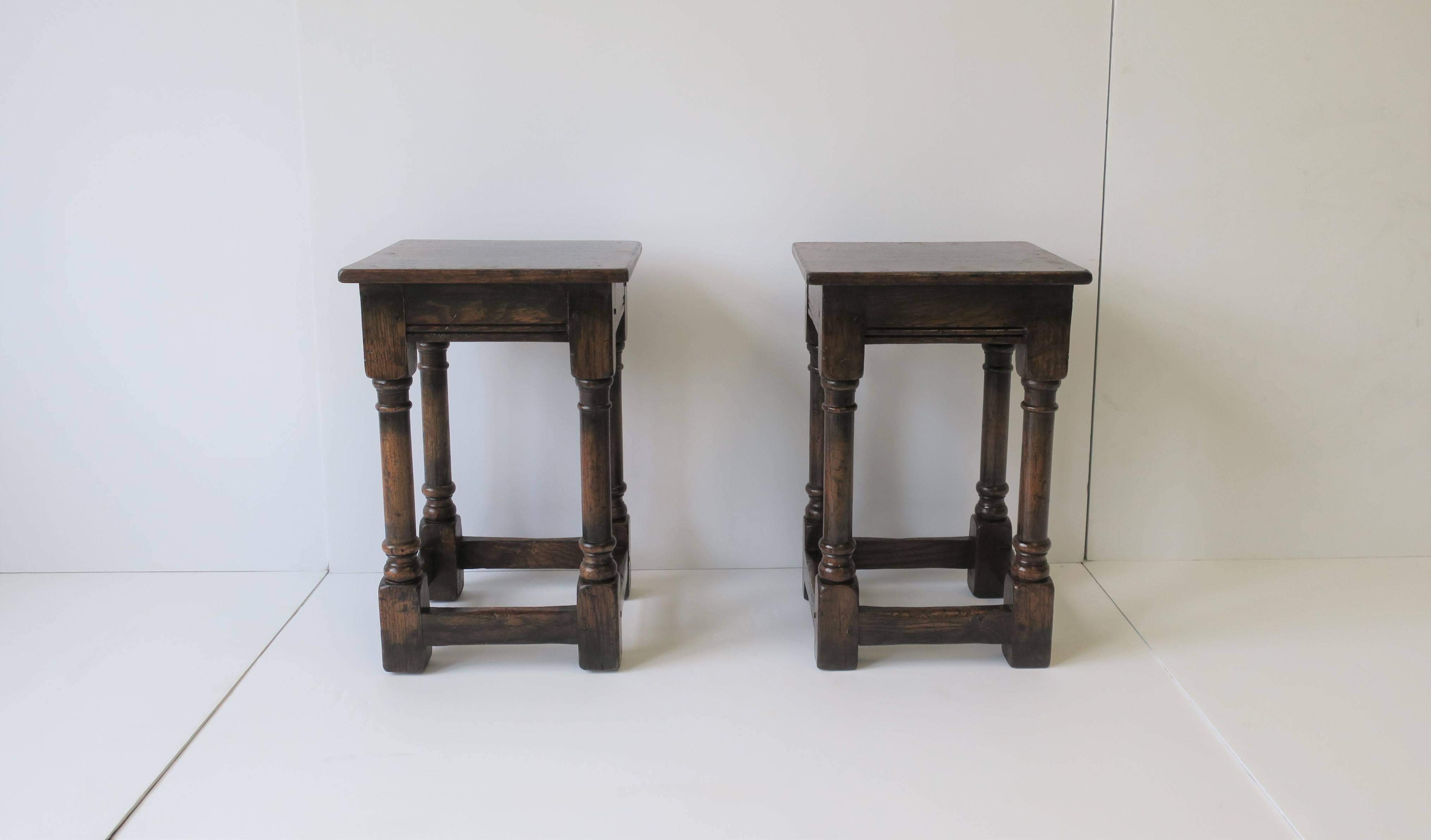 Jacobean Style Wood Side Tables or Stools 3