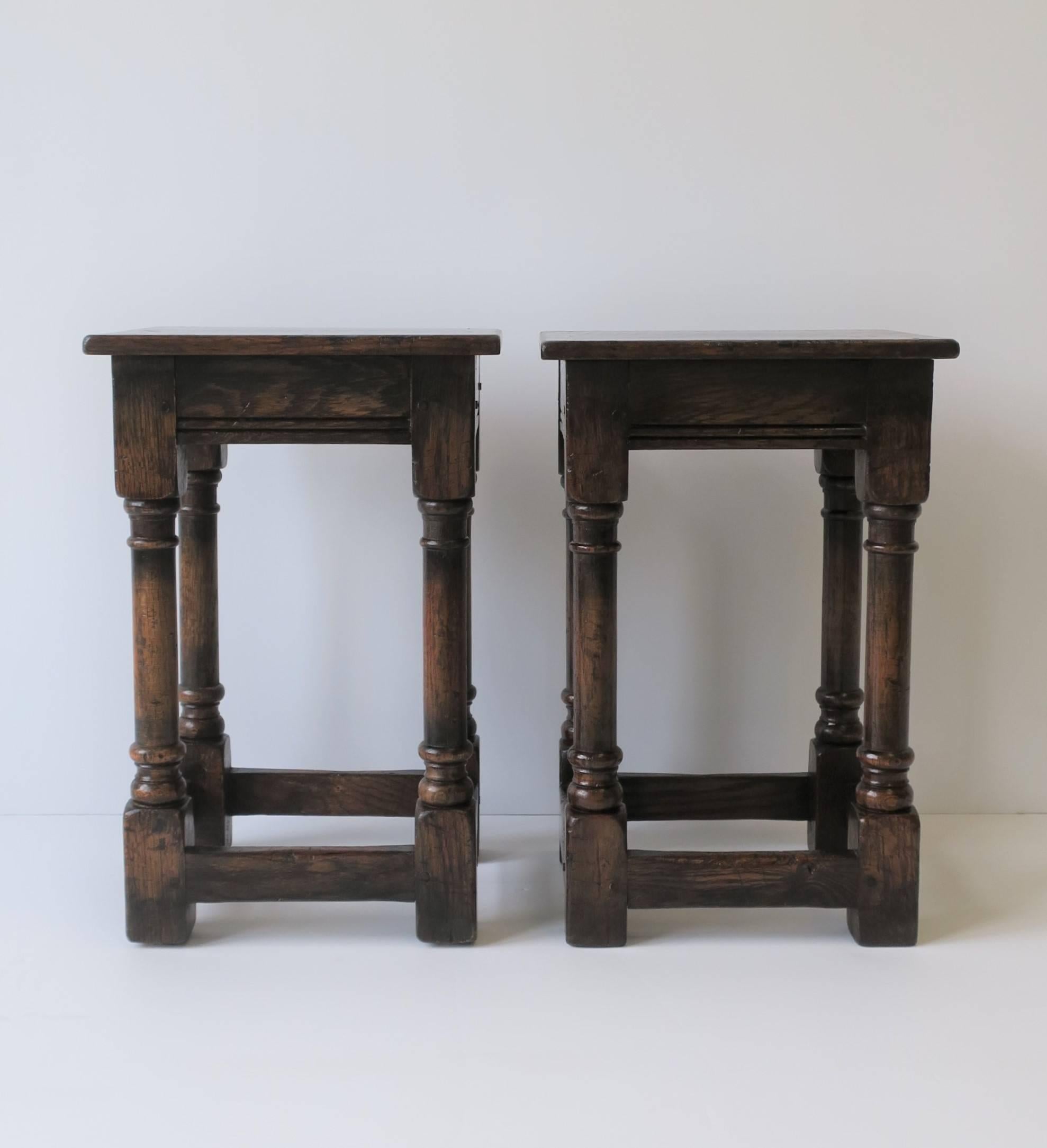 Jacobean Style Wood Side Tables or Stools 3