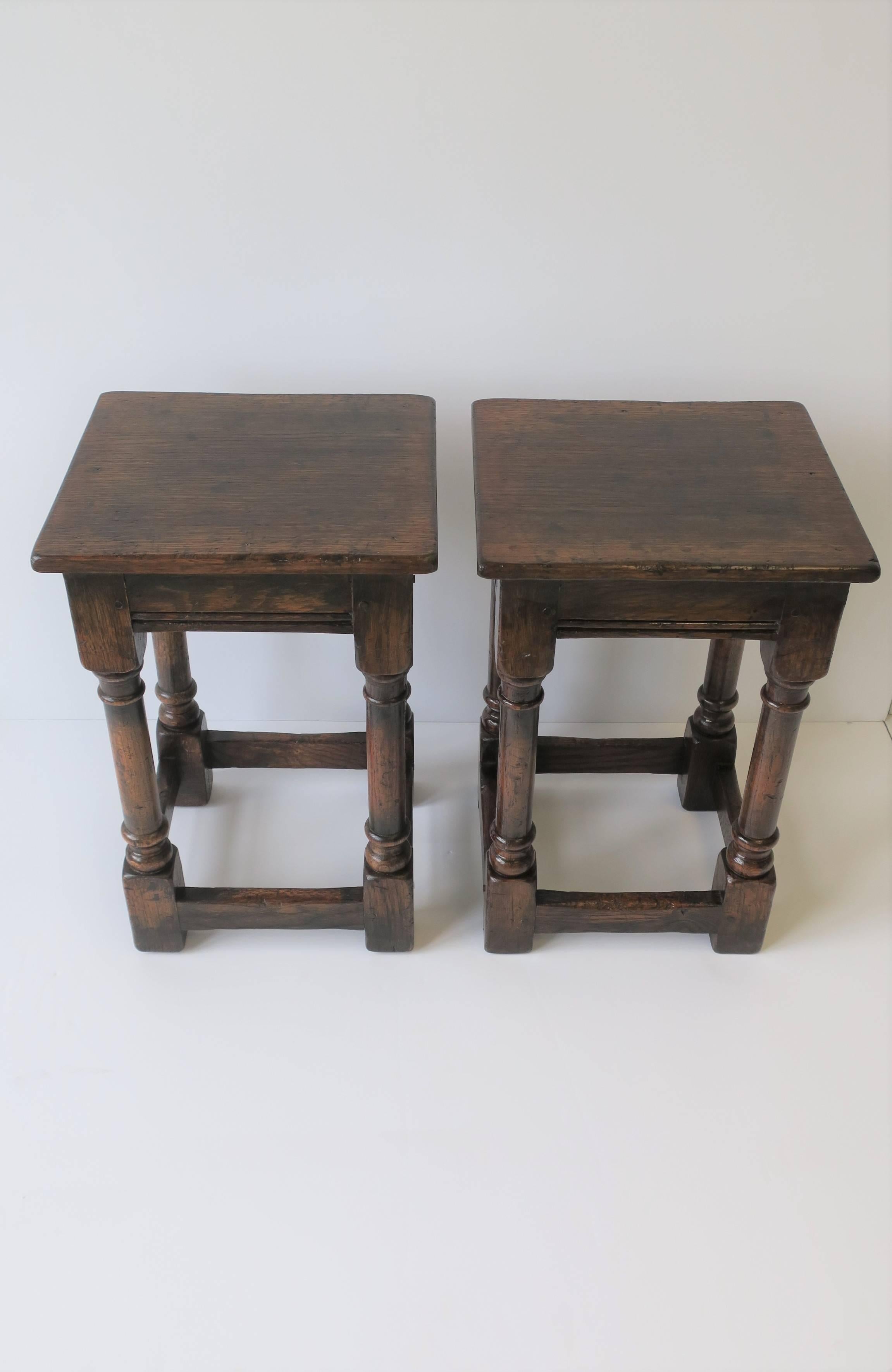 Jacobean Style Wood Side Tables or Stools 4