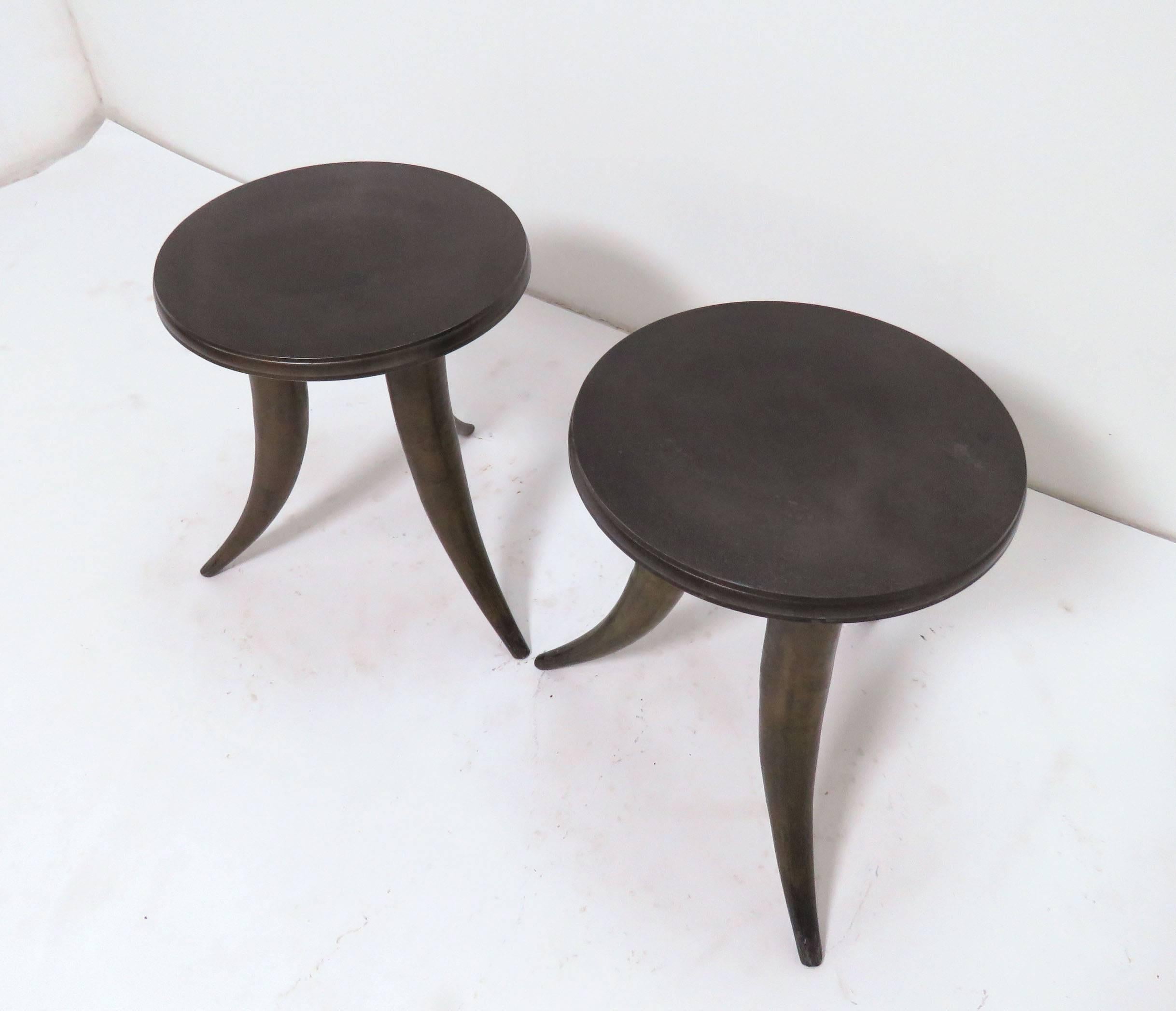 Mid-Century Modern Pair of Side Tables or Stools with Tusk Form Legs, circa 1960s