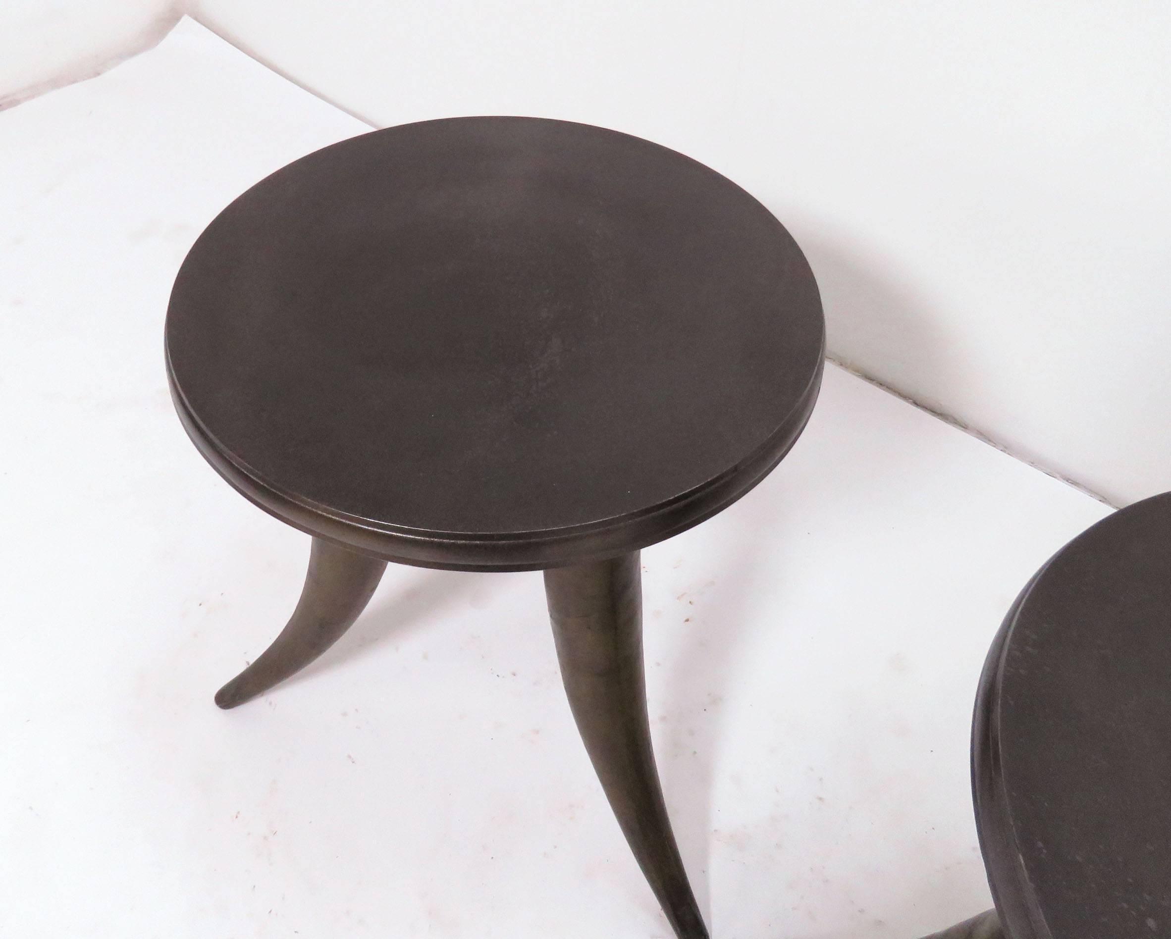 Pair of Side Tables or Stools with Tusk Form Legs, circa 1960s 1