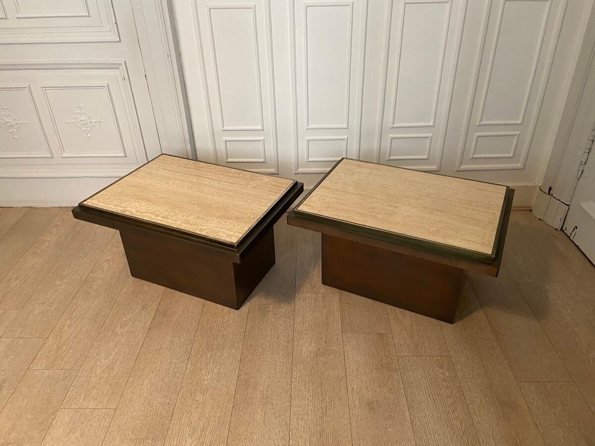 Pair of side tables produced by Belgo Chrom in Belgium. 1970s.  For Sale 1