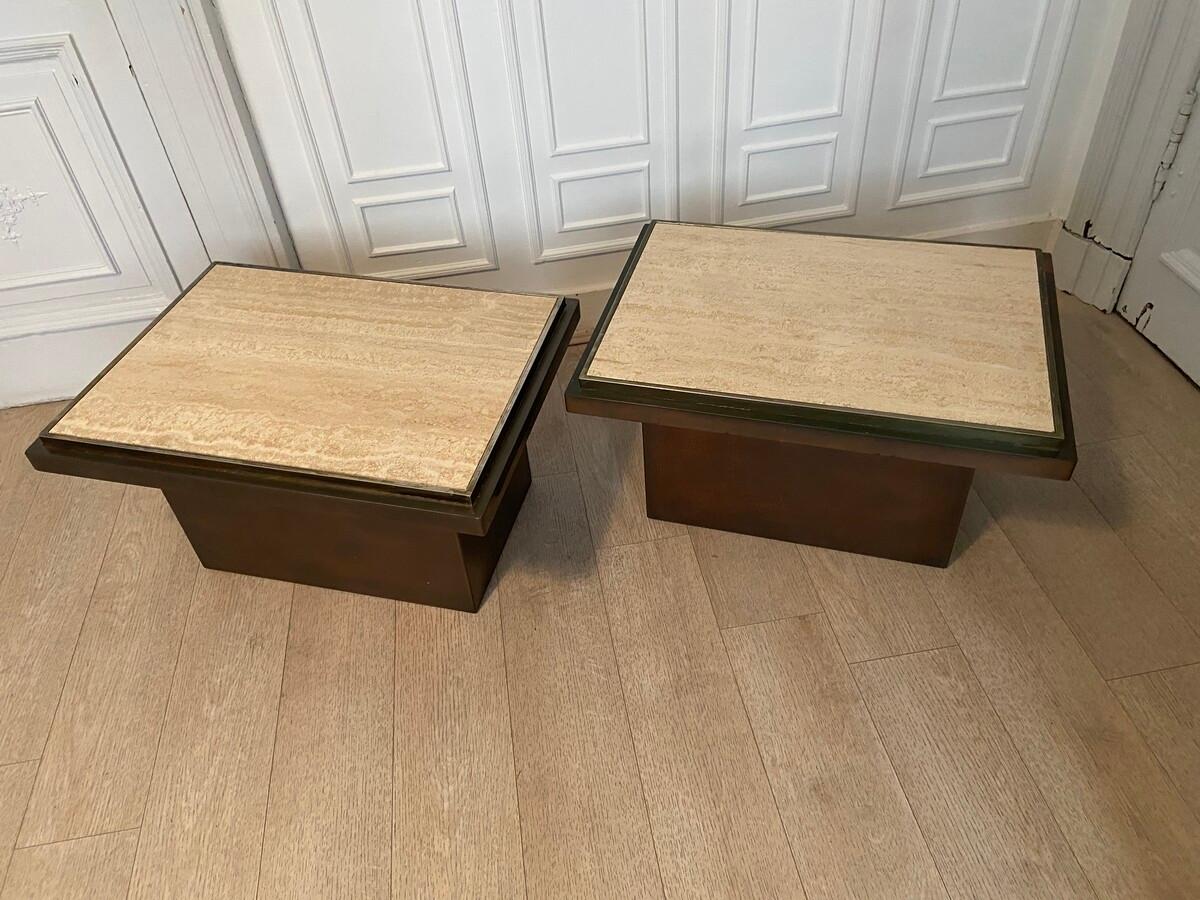 Pair of side tables produced by Belgo Chrom in Belgium. 1970s.  For Sale 2