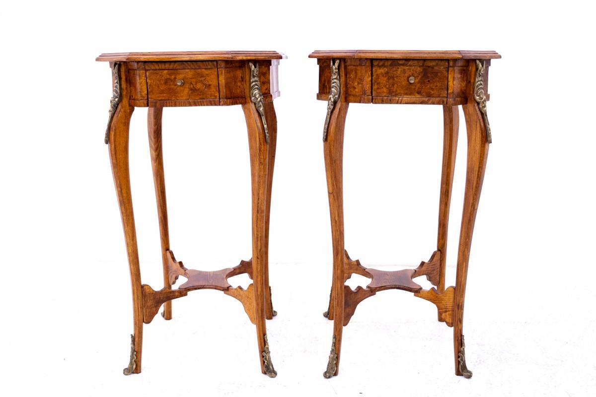Romantic Pair of side tables, Western Europe, 2nd half of the 20th century.