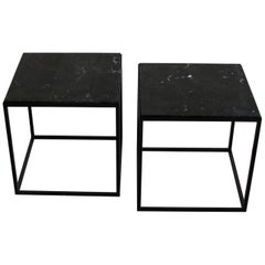 Pair of Side Tables with Black Marble Top
