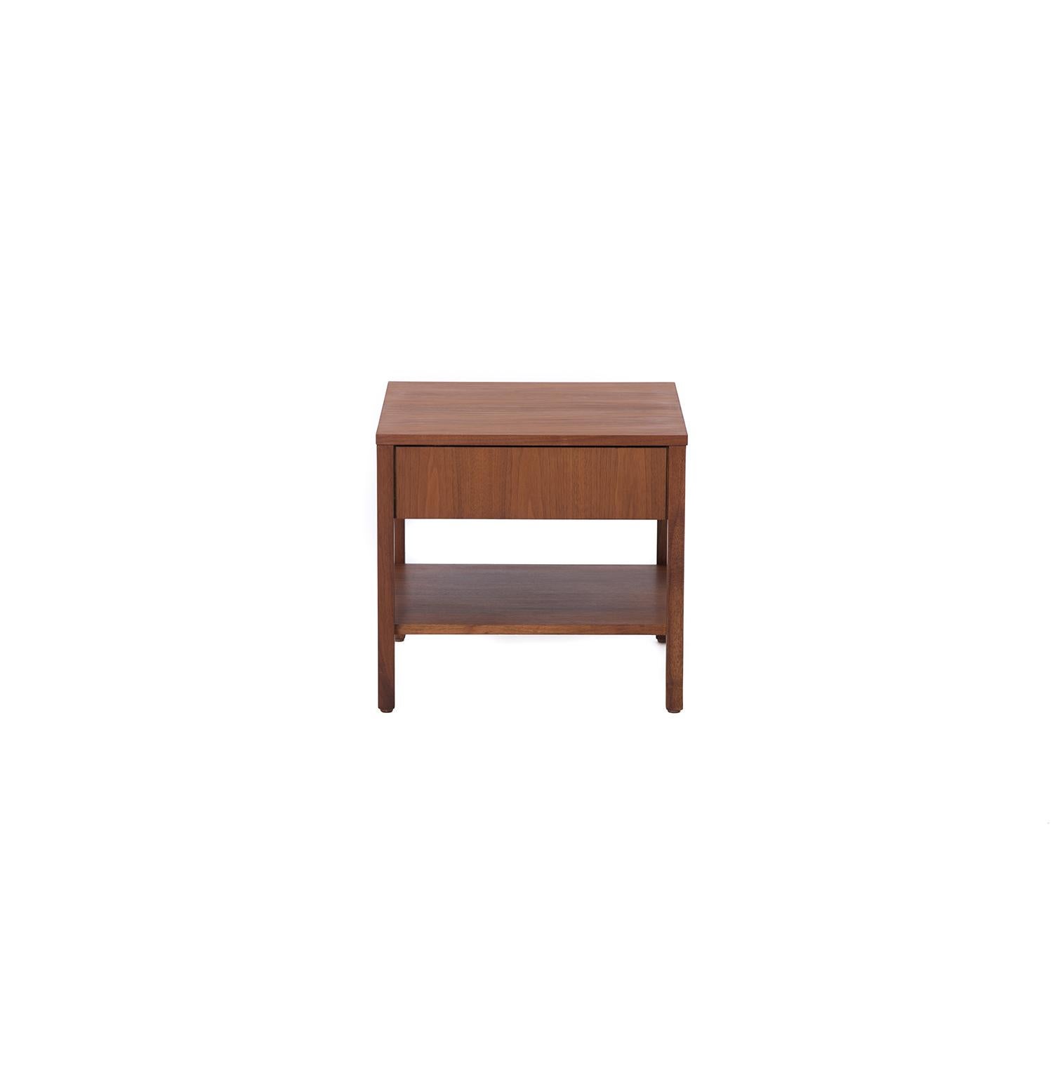 Pair of Side Tables with Drawer or Nightstands in Walnut by Florence Knoll 5