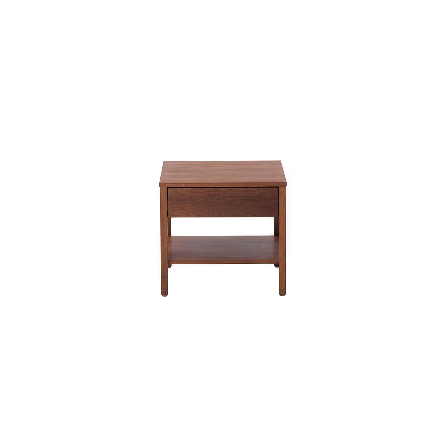 Pair of Side Tables with Drawer or Nightstands in Walnut by Florence Knoll 1