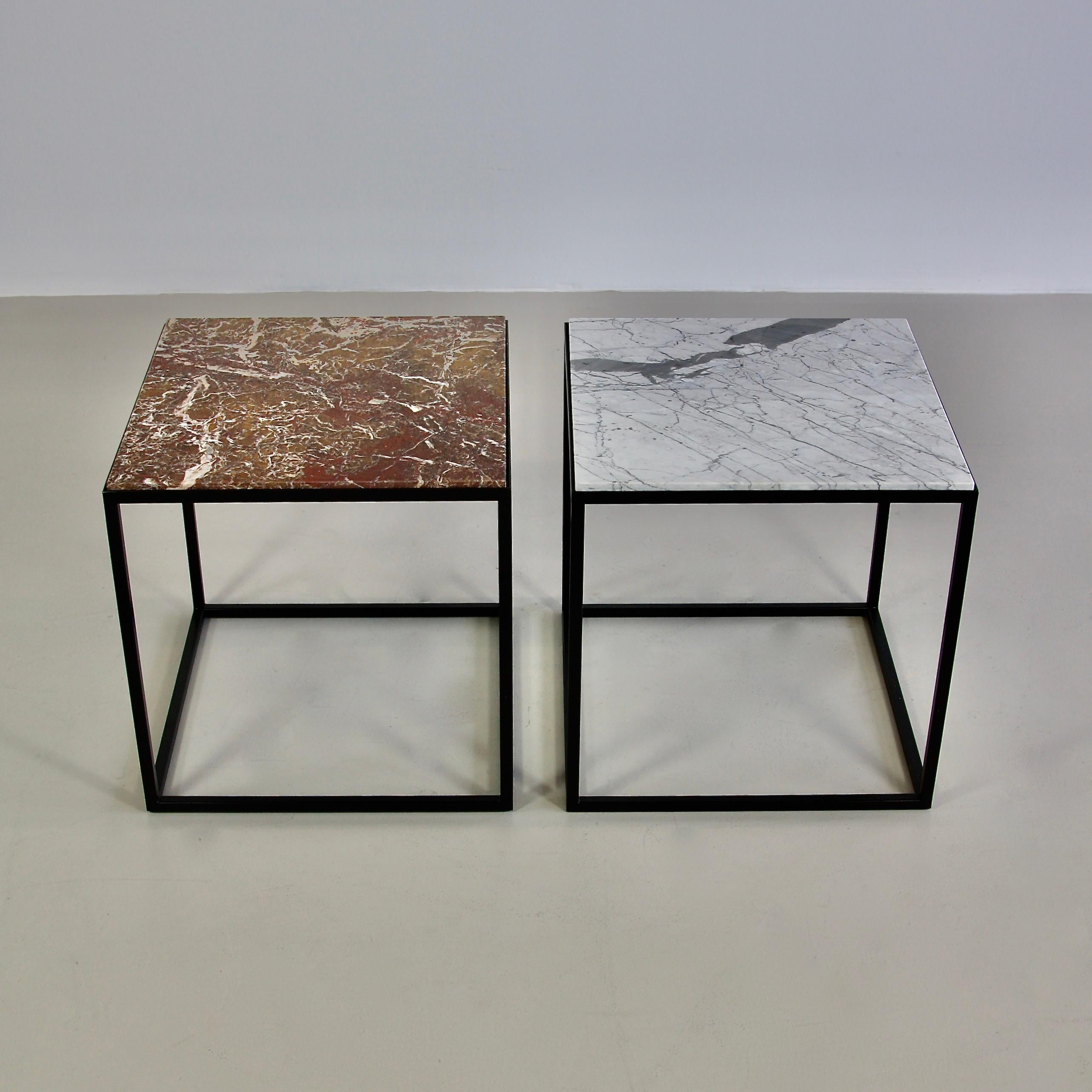 German Pair of Side Tables with Marble Tops