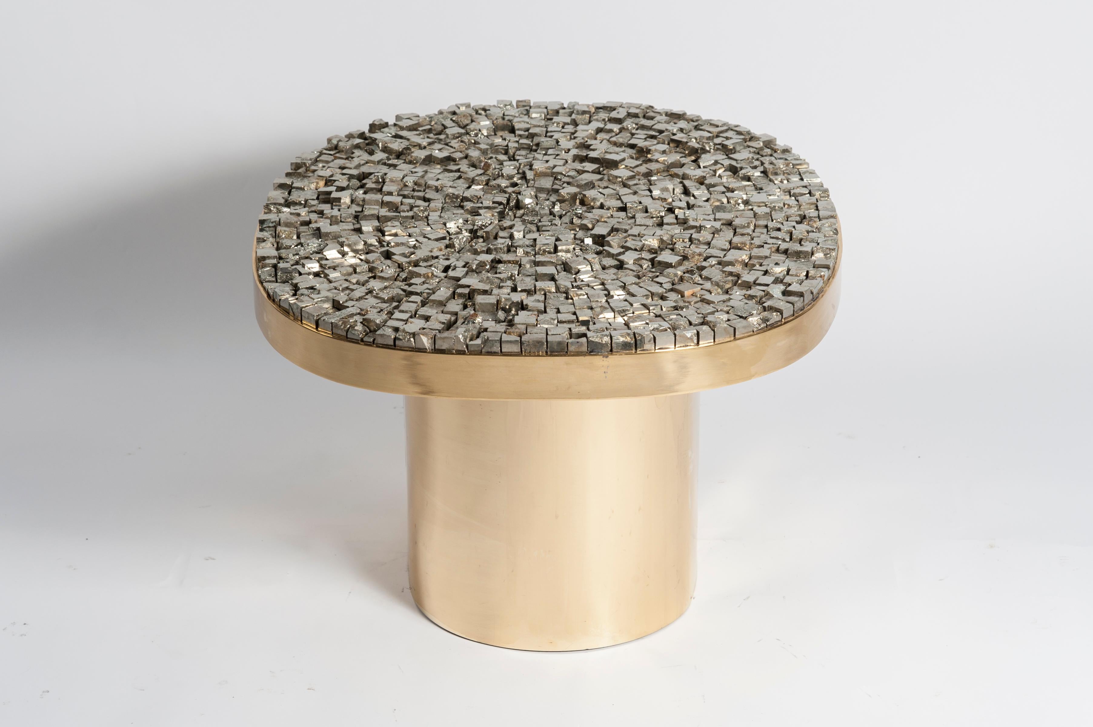 Pair of Side Tables with Pyrites Top by Georges Mathias 3