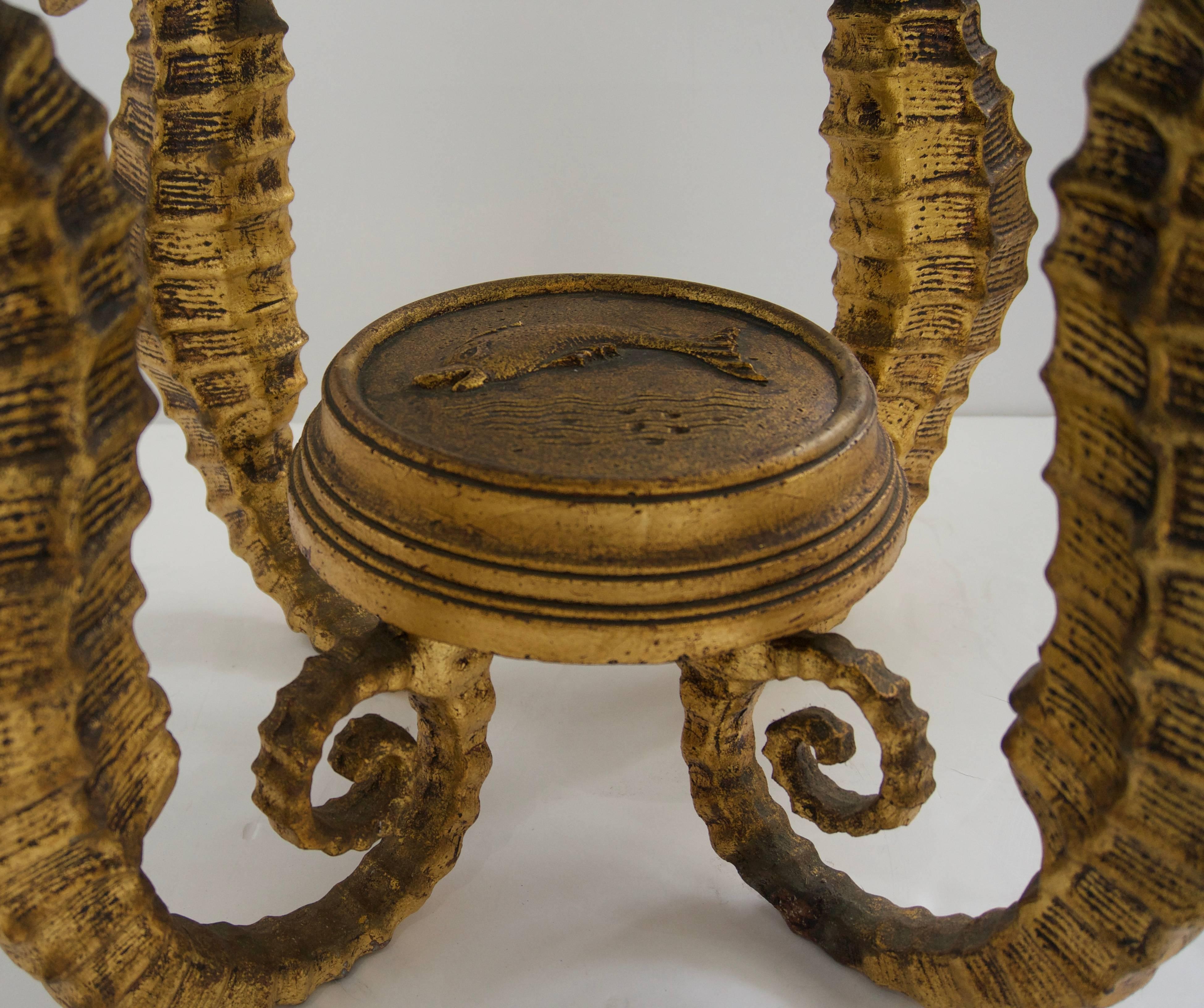 French Pair of Side Tables with Sea Horses 