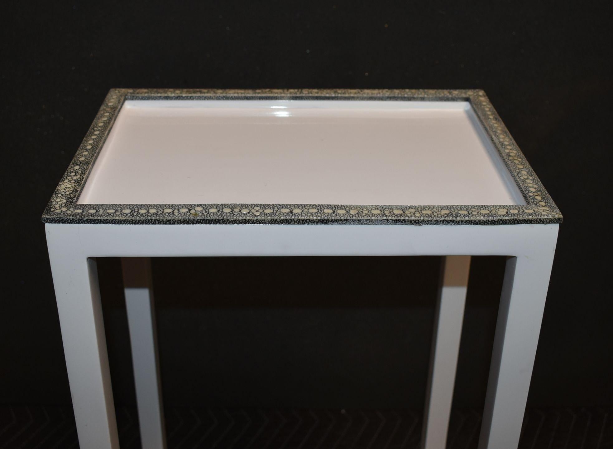 Pair of Side Tables with Shagreen Trim For Sale 4