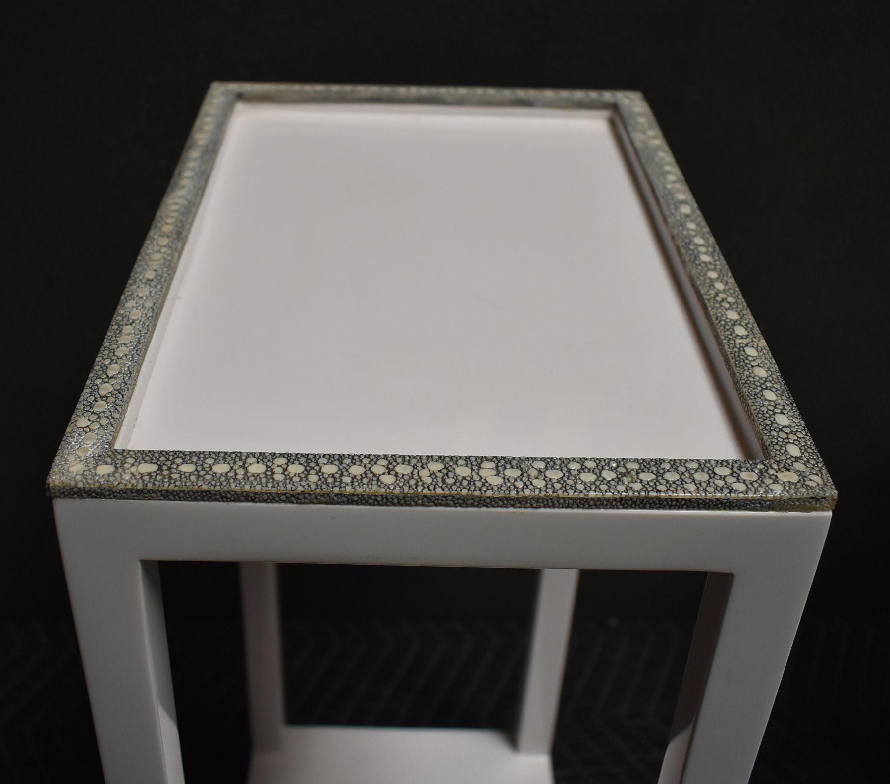 Pair of Side Tables with Shagreen Trim For Sale 6