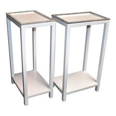 Pair of Side Tables with Shagreen Trim