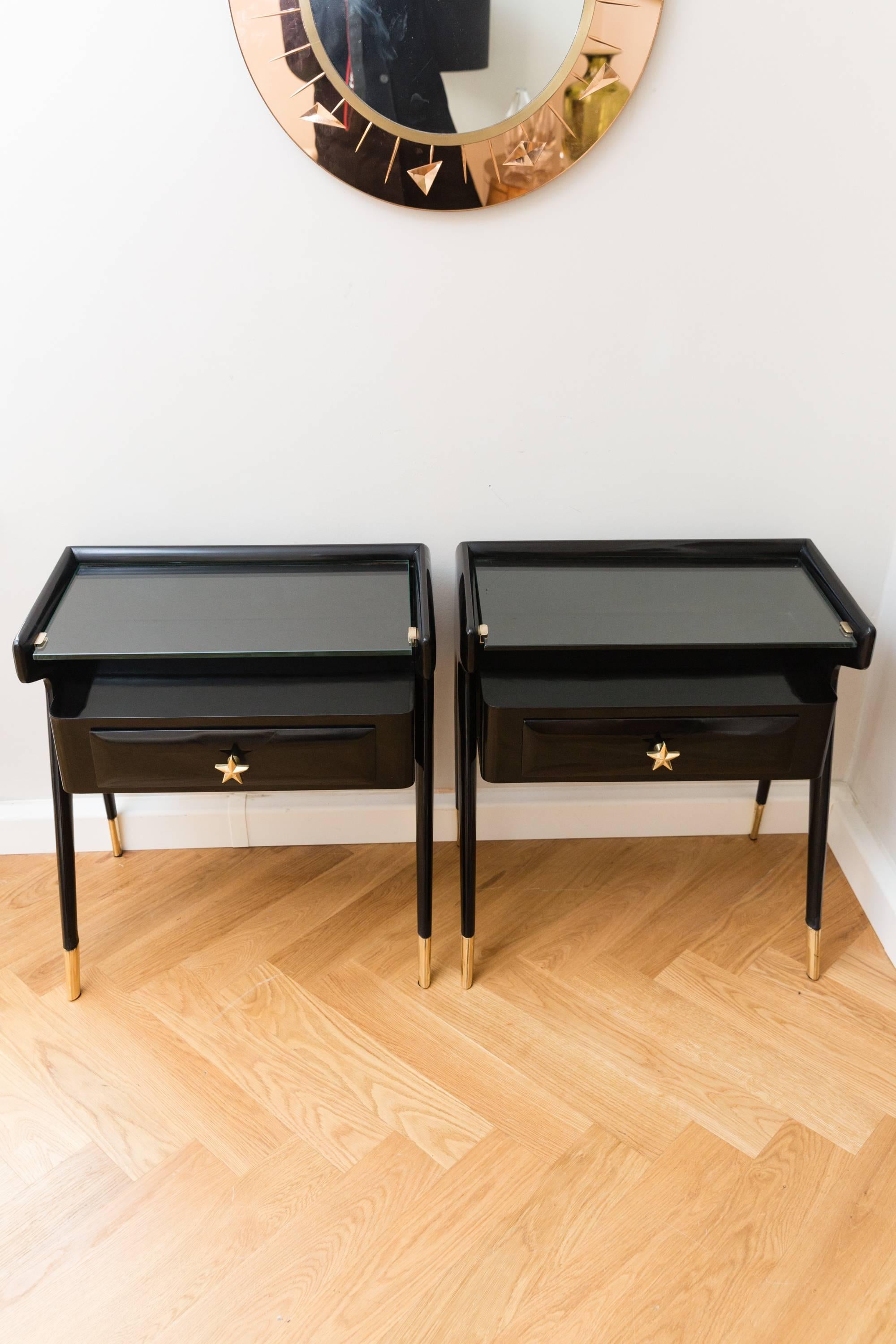 Pair of Side Tables, Italy, circa 1950 (Messing)