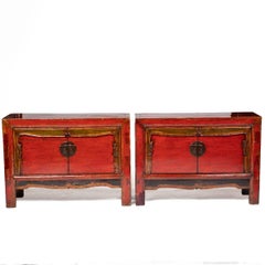 Pair of Sideboard Cabinets With Original Lacquer Colors, Qing, circa 1860
