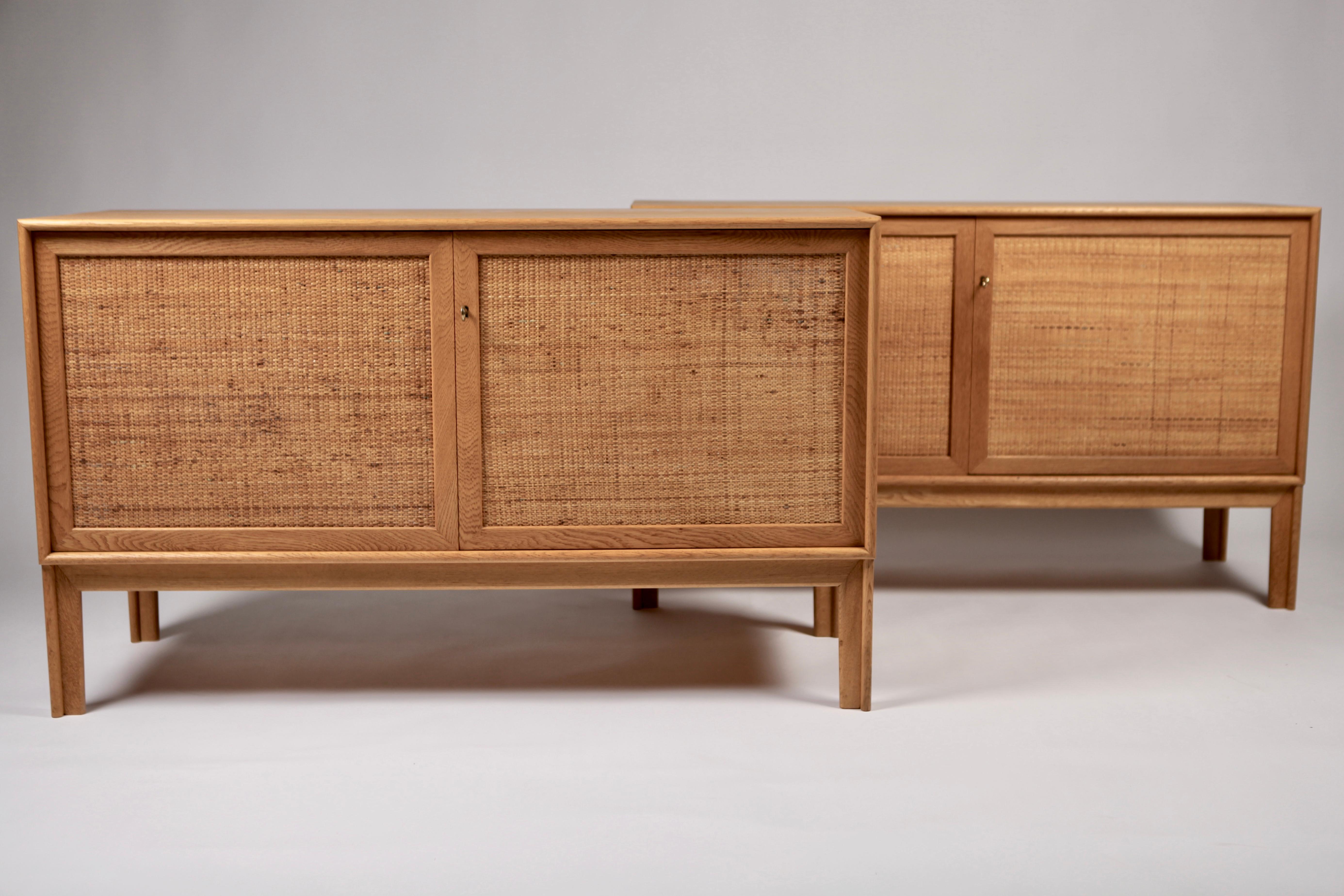 Pair of Sideboards with Bookcases in Oak and Cane by Alf Svensson, 1950s 2