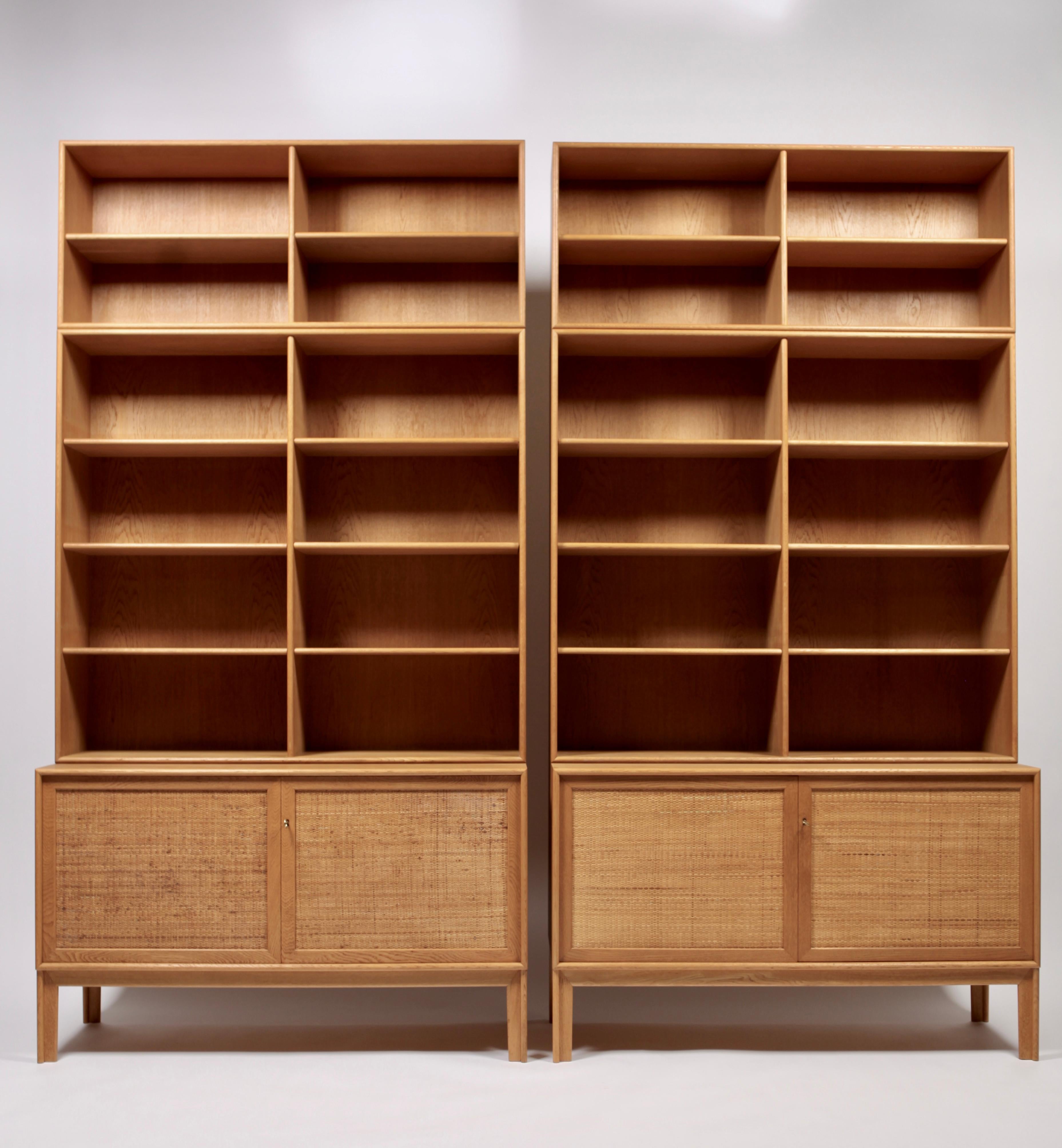 Pair of Sideboards with Bookcases in Oak and Cane by Alf Svensson, 1950s 4