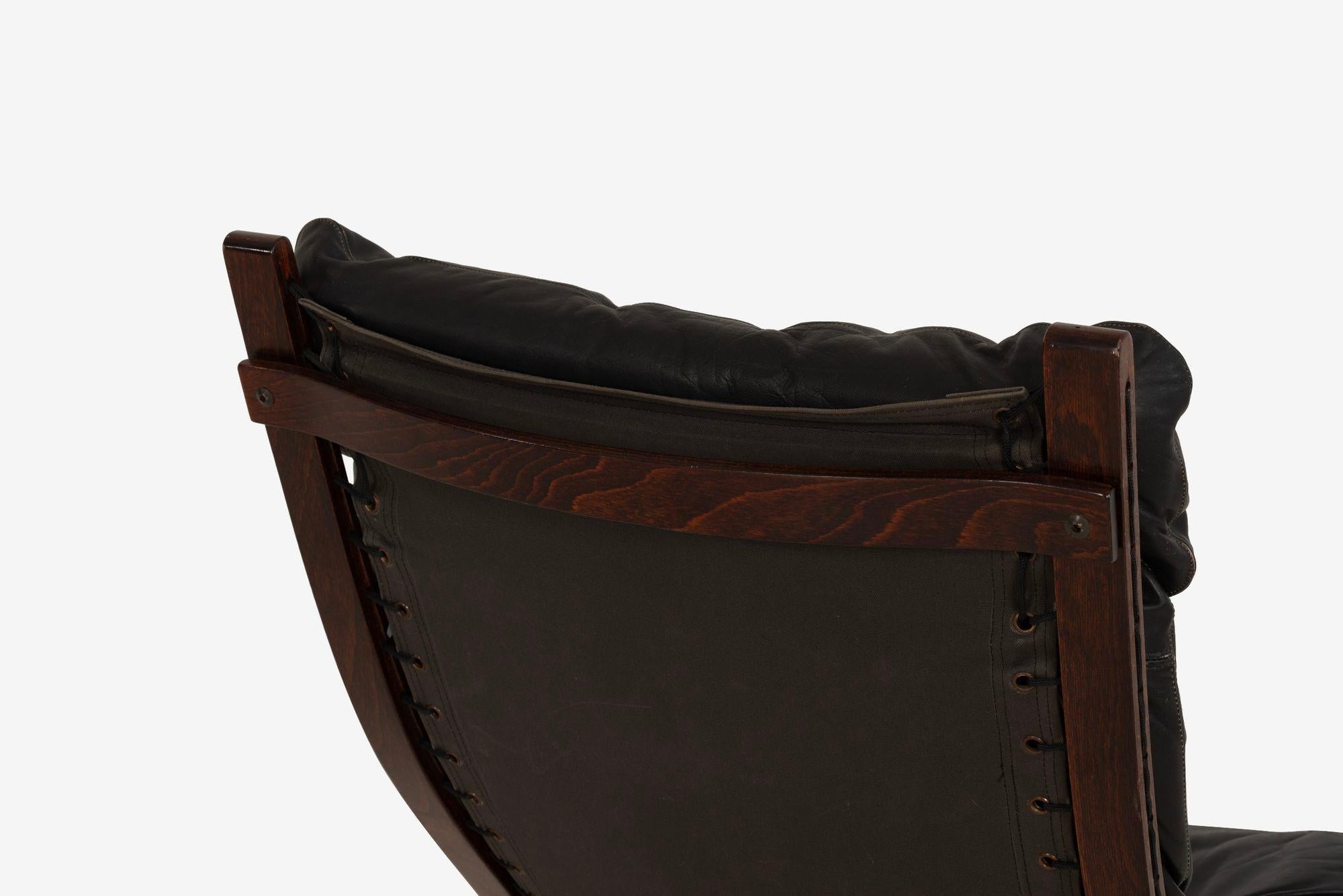 Cuir Paire de chaises Siesta d'Ingmar Relling pour Westnofa Norvège, années 1960 en vente