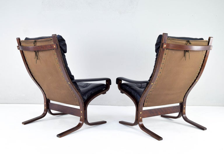 Pair of Siesta Leather Chairs and one Ottoman by Ingmar Relling for Westnofa 1