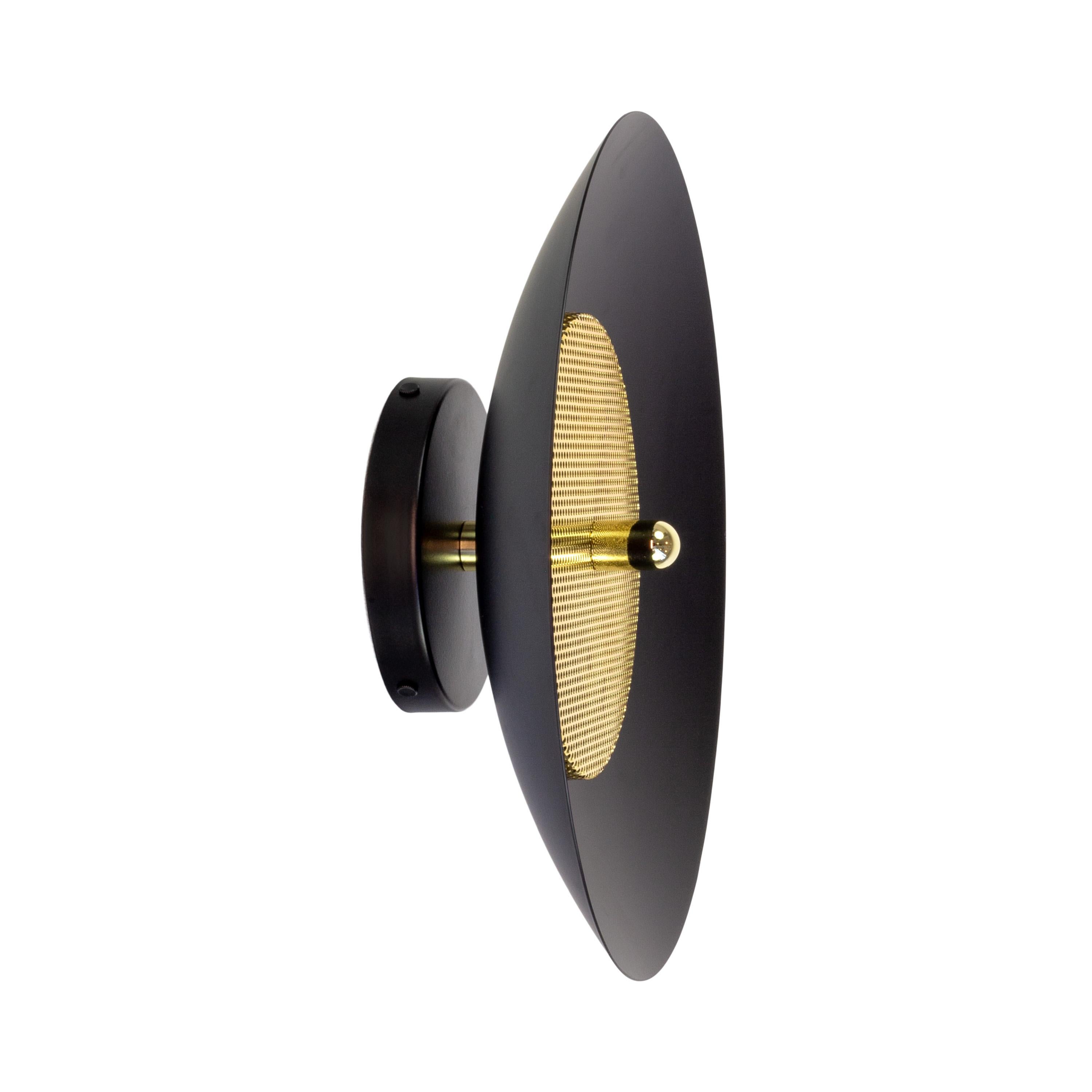 Modern Pair of Signal Flush Mounts from Souda, Black and Brass, Made to Order For Sale
