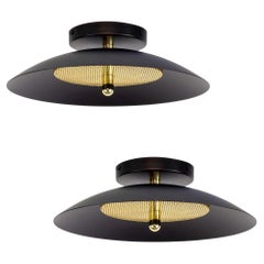 Pair of Signal Flush Mounts from Souda, Black and Brass, Made to Order