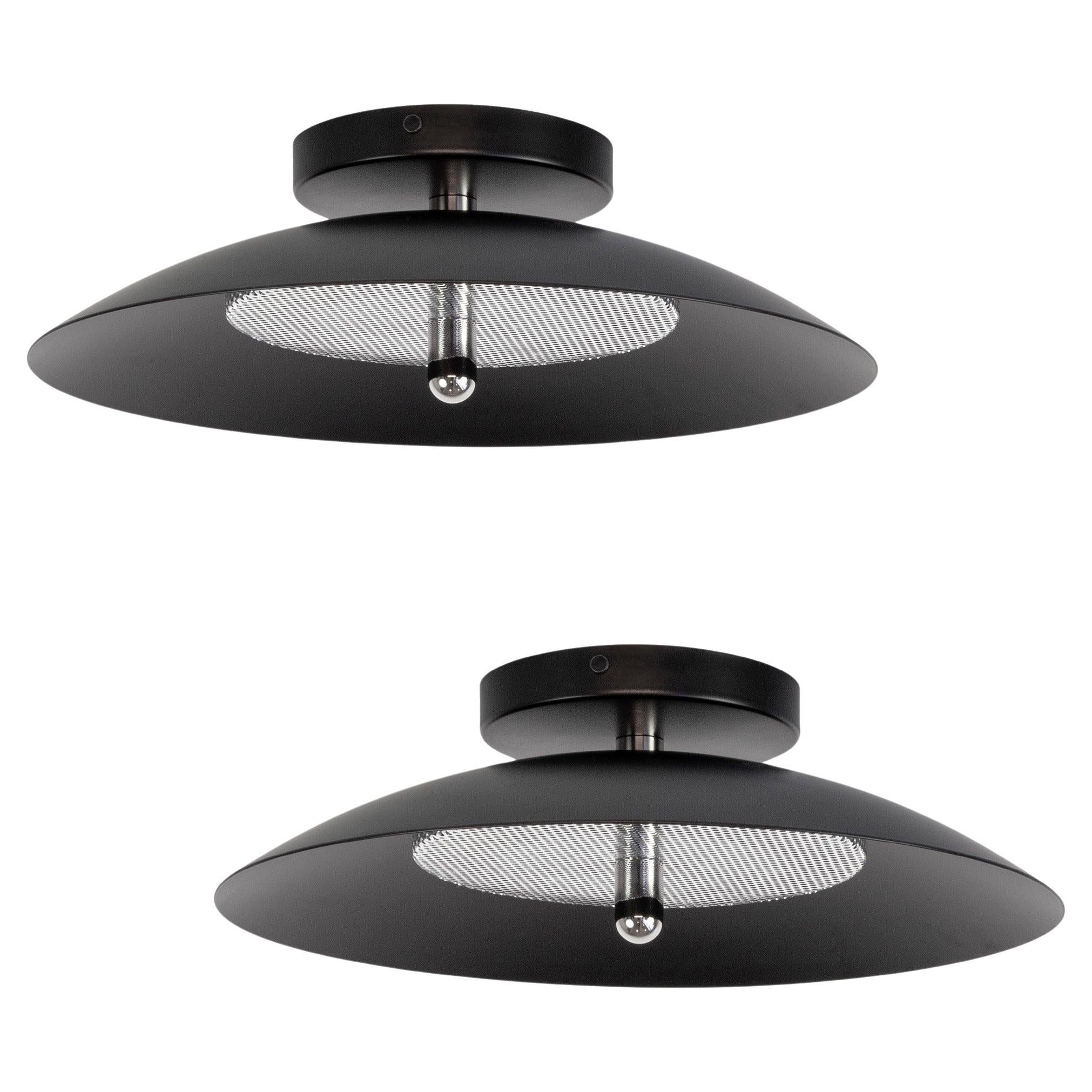 Pair of Signal Flush Mounts from Souda, Black and Nickel, Made to Order For Sale