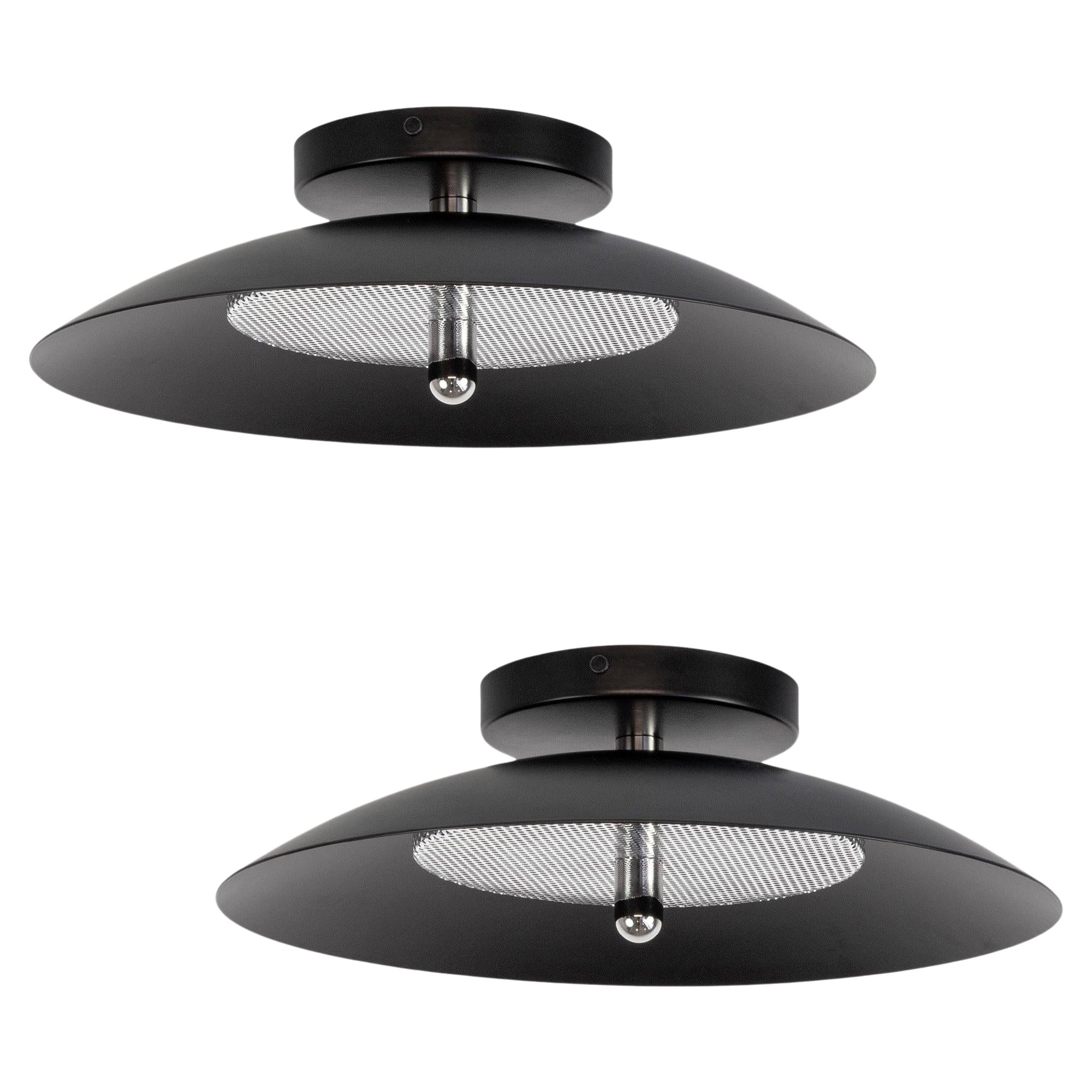 Pair of Signal Flush Mounts from Souda, Black and Nickel, Made to Order For Sale