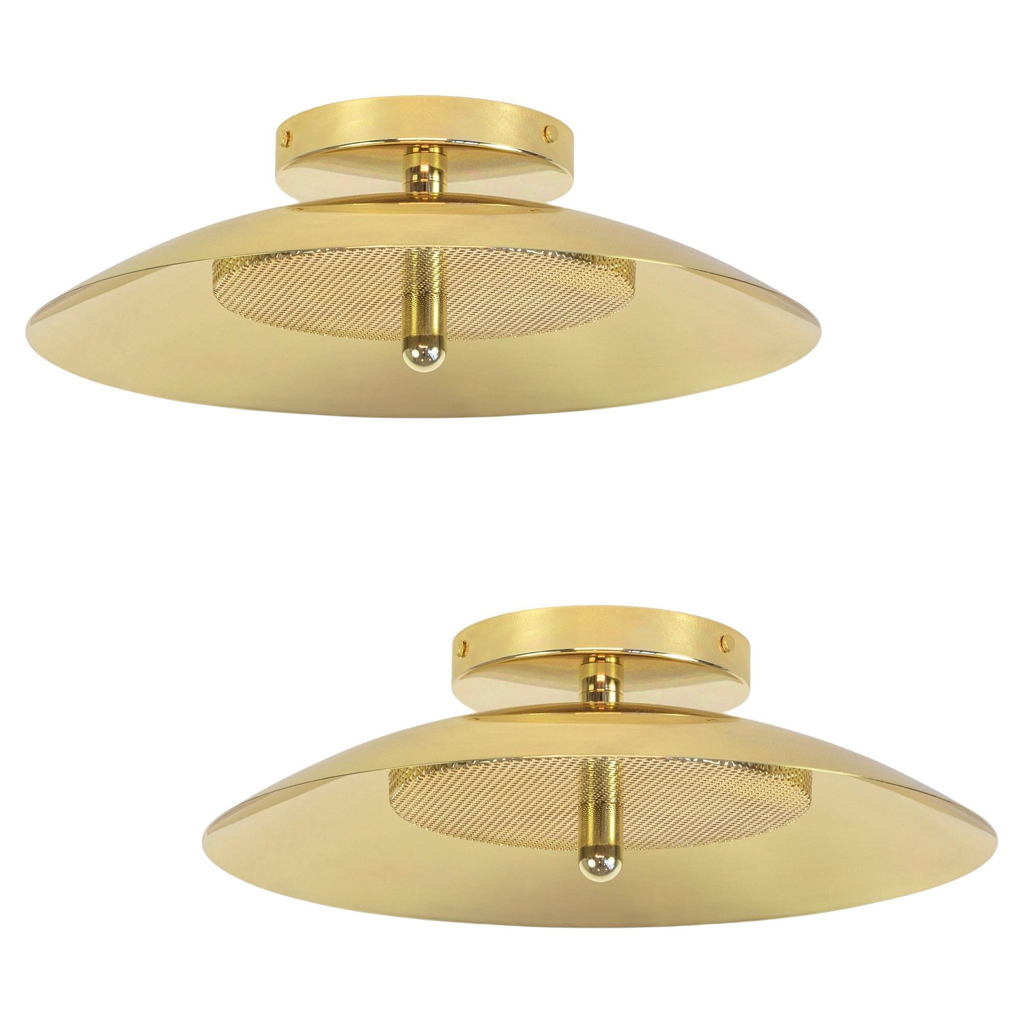 Pair of Signal Flush Mounts from Souda, Brass, Made to Order For Sale