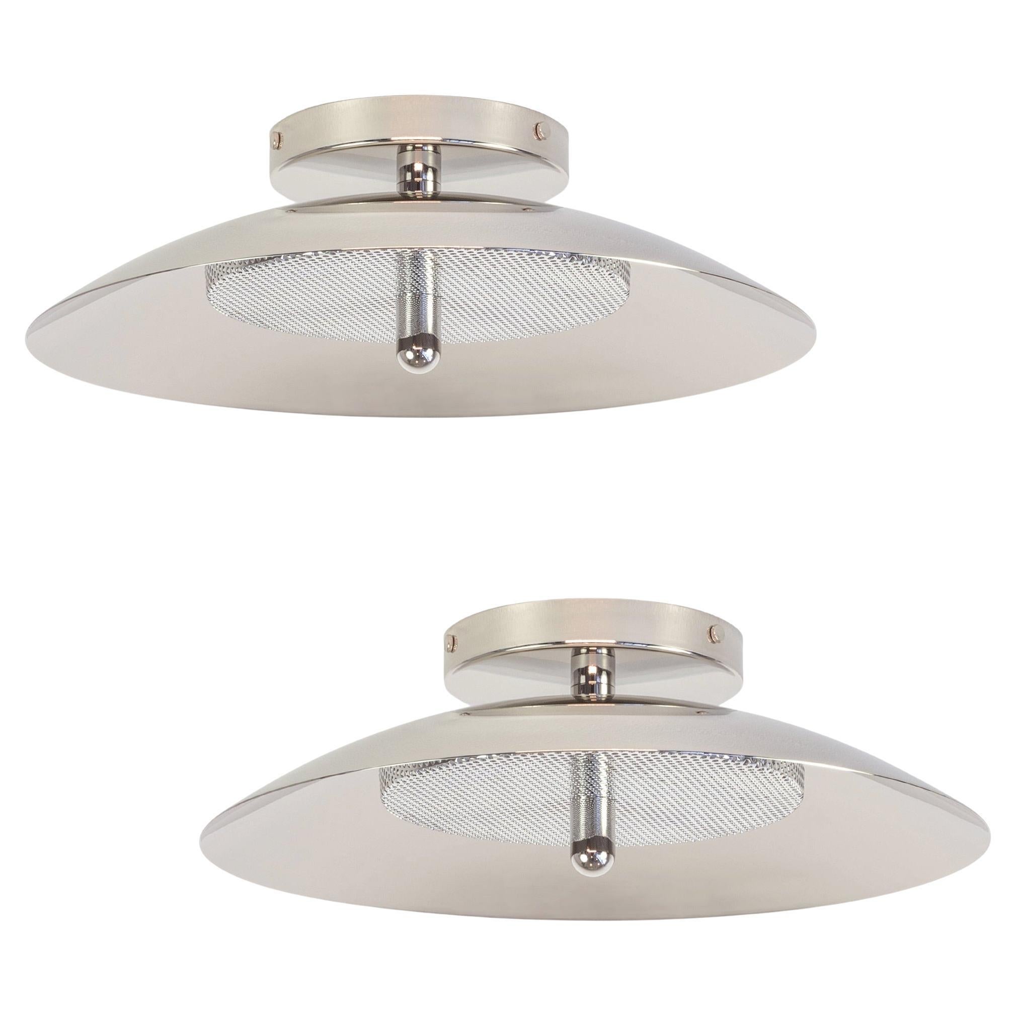 Pair of Signal Flush Mounts from Souda, Nickel, Made to Order