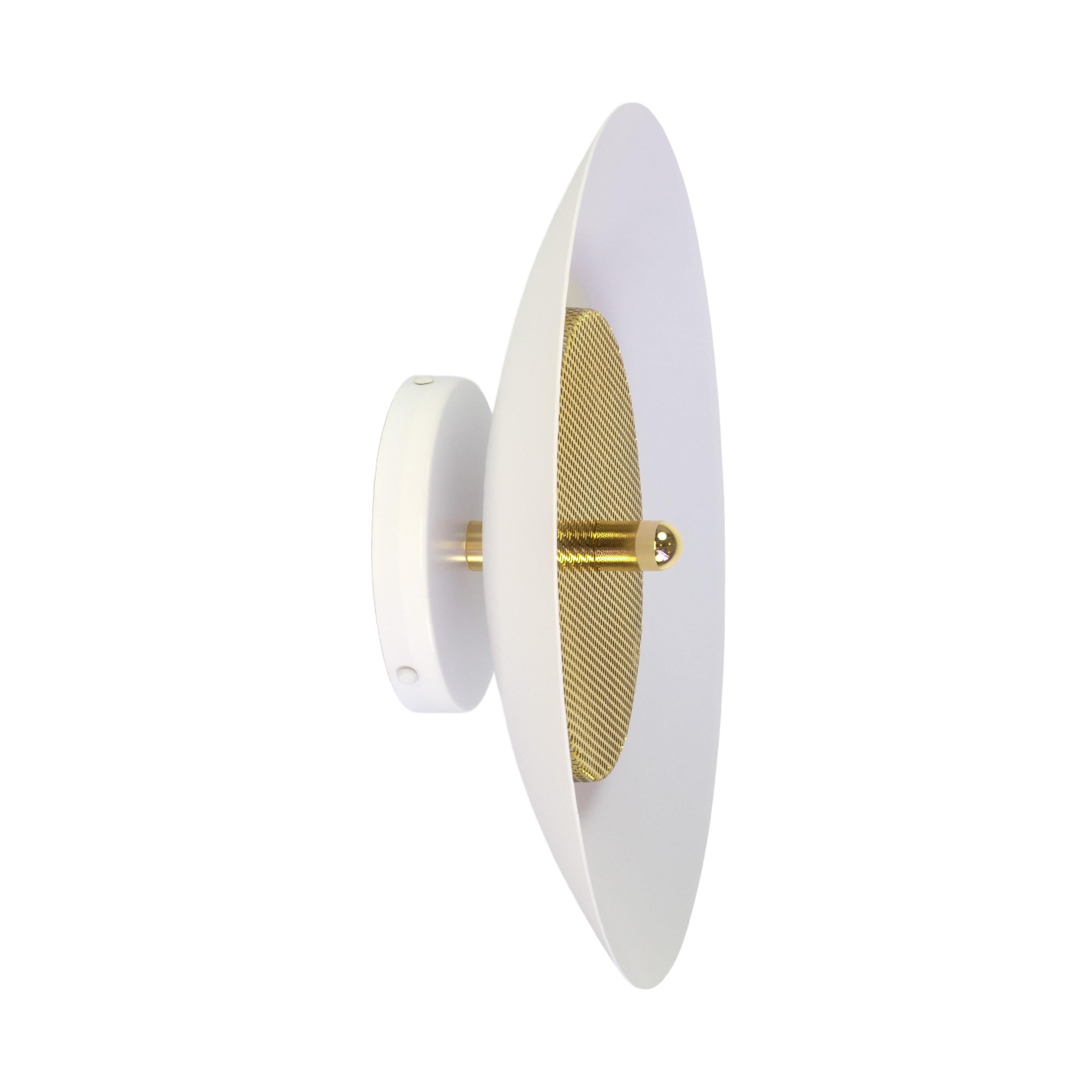 Modern Pair of Signal Flush Mounts from Souda, White and Brass, Made to Order For Sale
