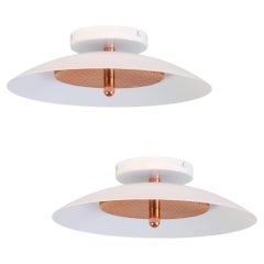 Pair of Signal Flush Mounts from Souda, White and Copper, Made to Order