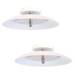 Pair of Signal Flush Mounts from Souda, White and Nickel, Made to Order