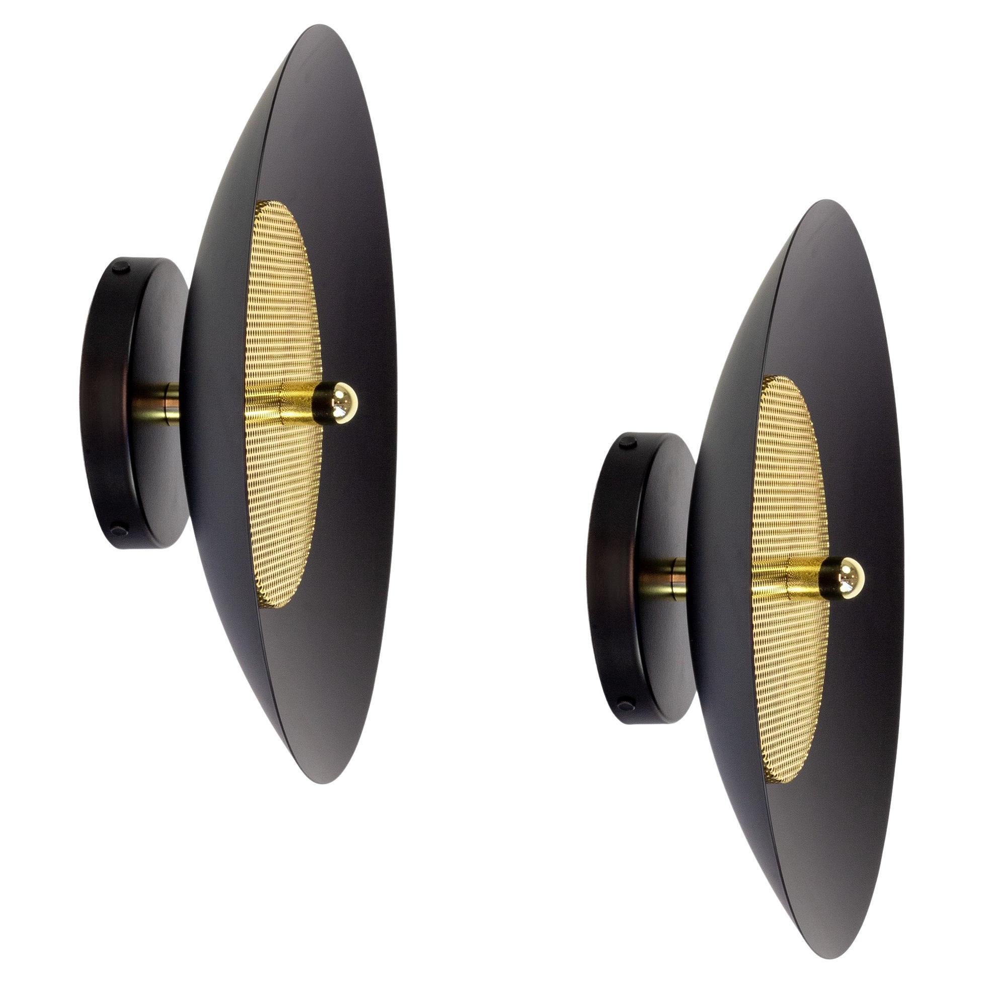 Pair of Signal Sconce from Souda, Black and Brass, Made to Order For Sale
