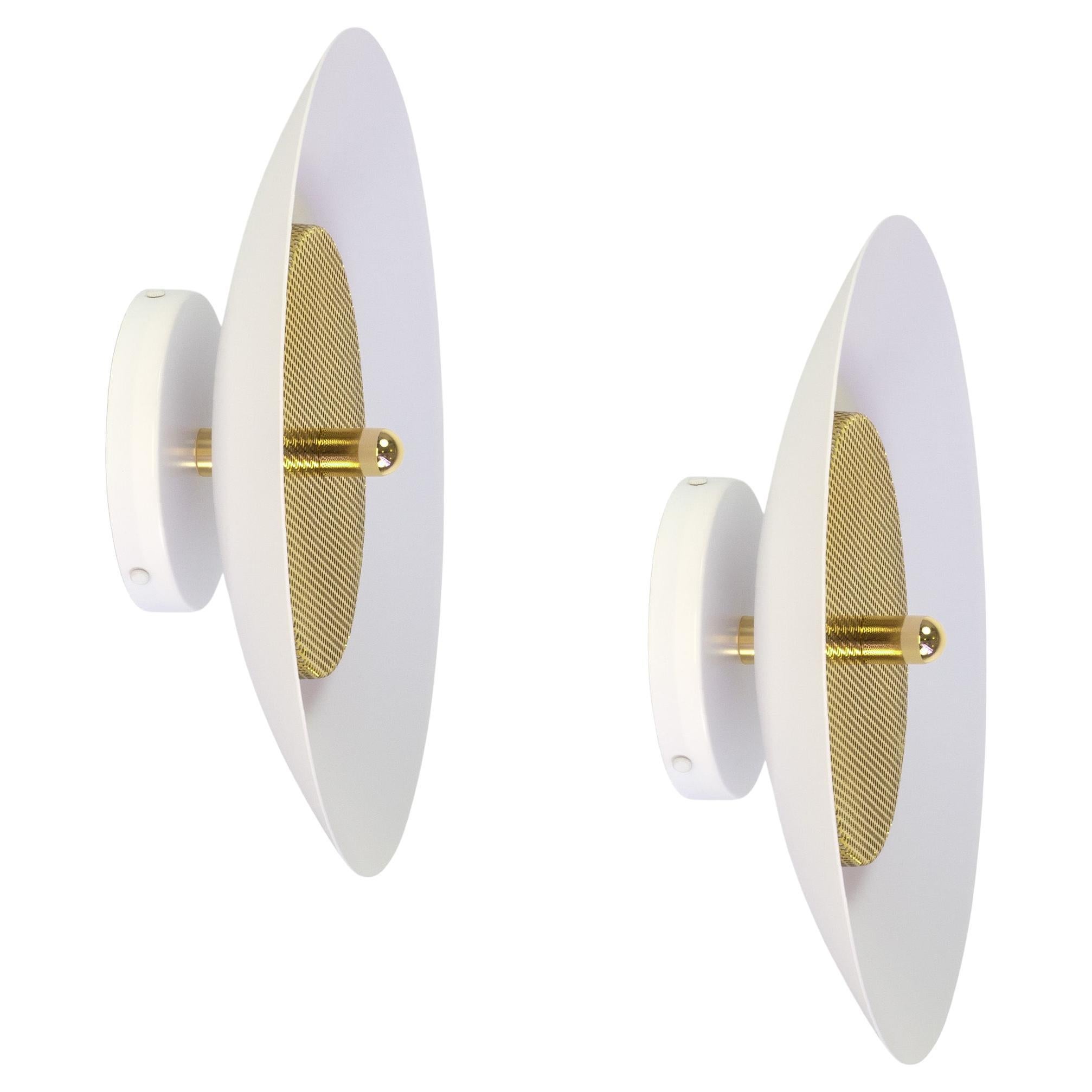 Pair of Signal Sconce from Souda, White and Brass, Made to Order