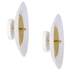 Pair of Signal Sconce from Souda, White and Brass, Made to Order