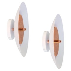 Pair of Signal Sconce from Souda, White and Copper, Made to Order