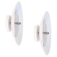Paire d'appliques Signal de Souda, blanches et en nickel, fabriquées sur commande