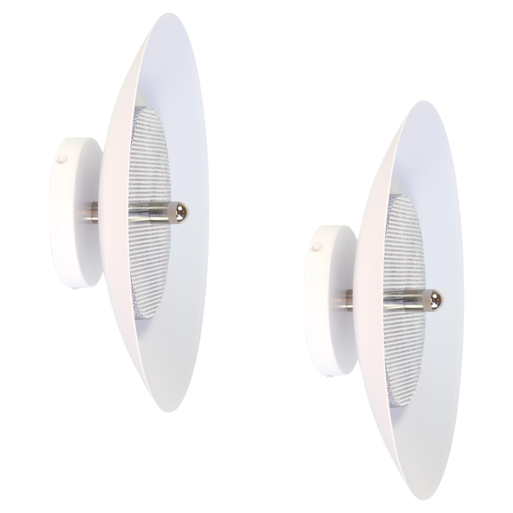 Pair of Signal Sconce from Souda, White and Nickel, Made to Order
