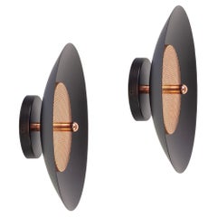 Paire d'appliques Signal de Souda, noir et cuivre, en stock