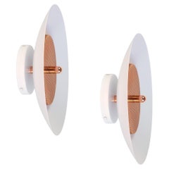 Coppia di lampade Signal di Souda, bianco e rame, In stock